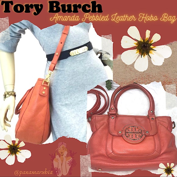 Tory Burch Amanda Pebbled Satchel Leather Hobo Bag